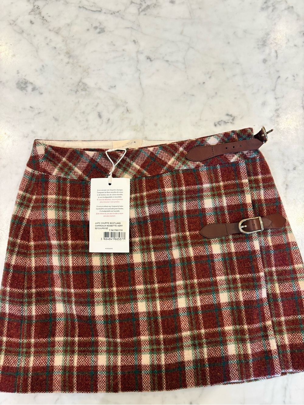 NWT Sézane Scotland Mini Skirt Size 34/US2